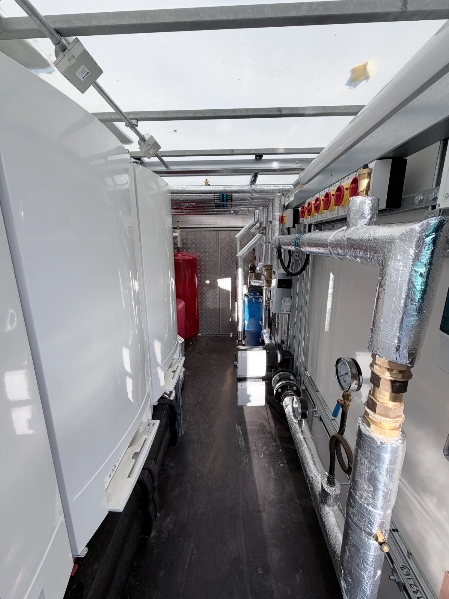 Inside a Stack boiler trailer: boilers, pumps and insulated pipework