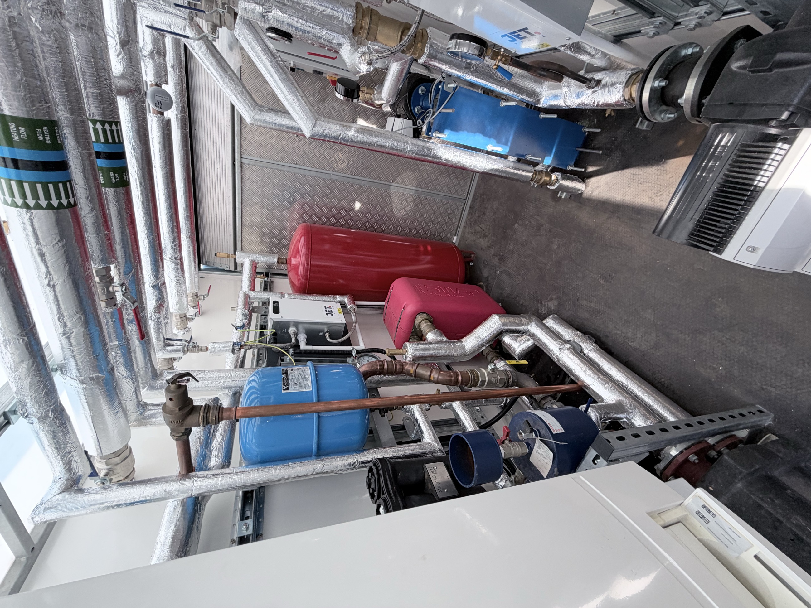 Insulated pipework inside a Stack trailer