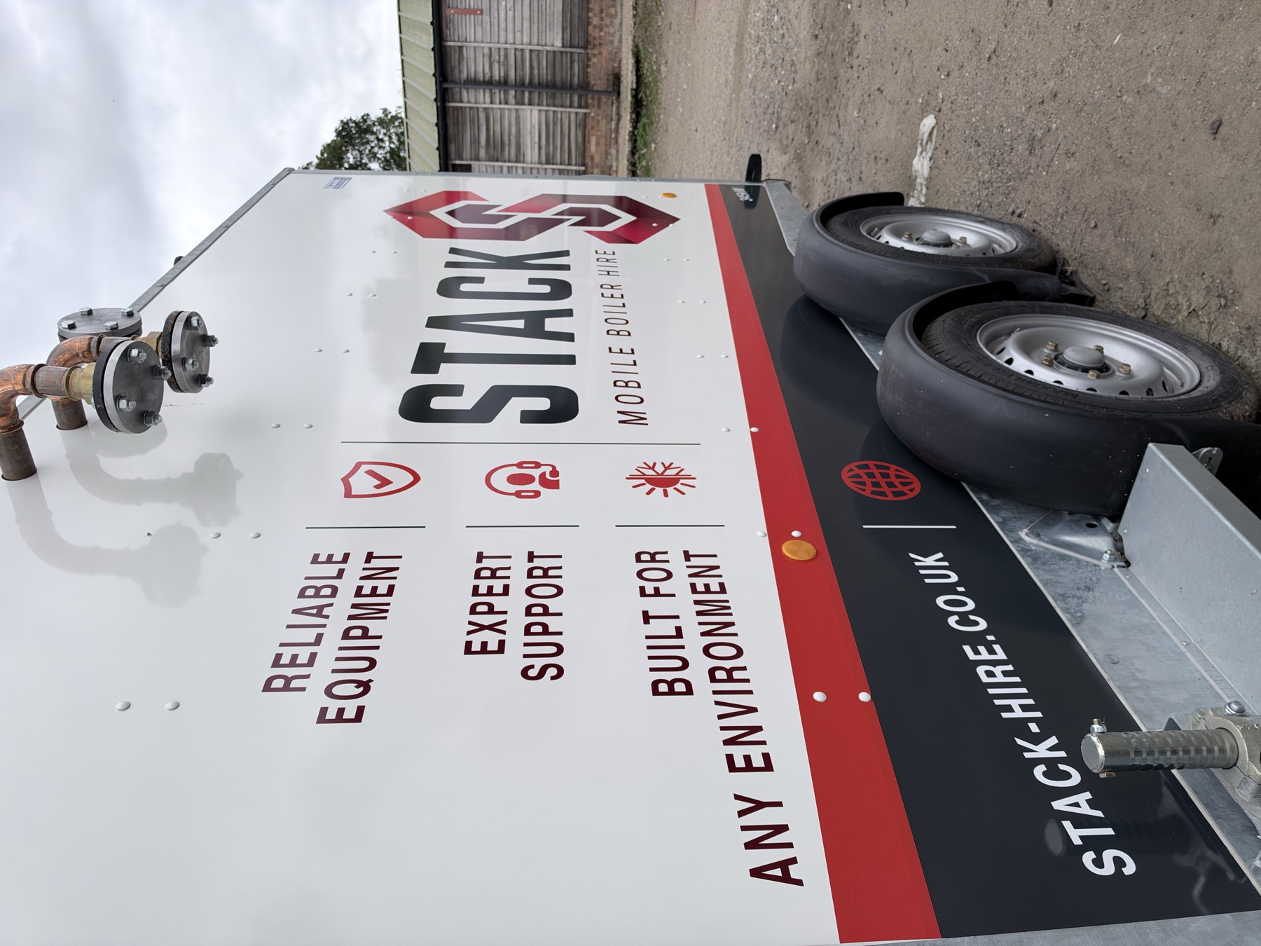 Stack trailer livery reading reliable equipment, expert support, built for any environment