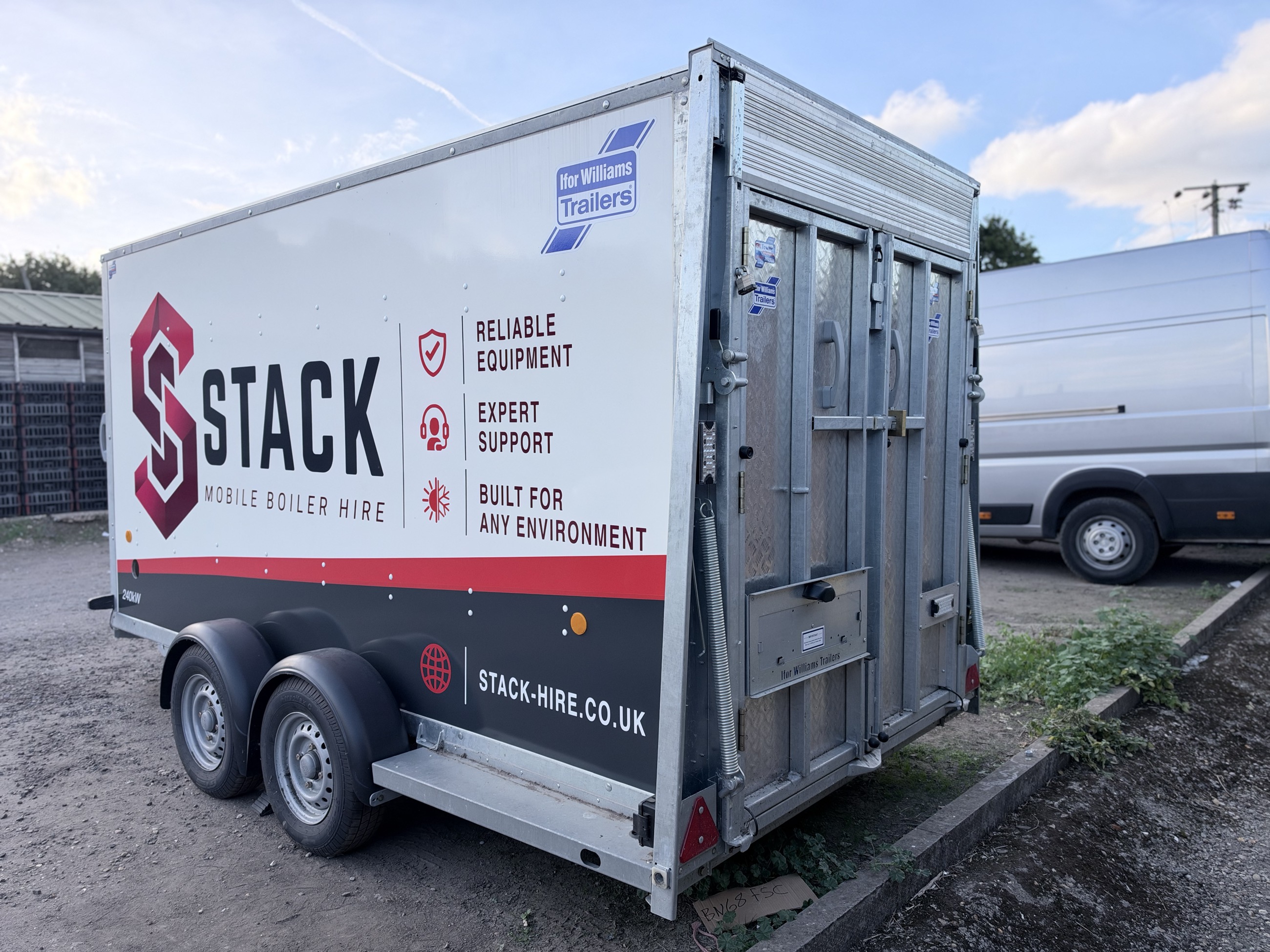 Rear of a Stack boiler trailer